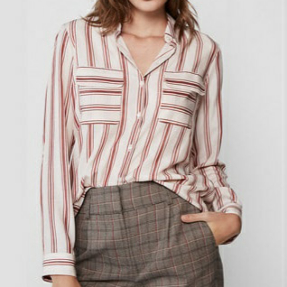 Express Striped Button Up Blouse